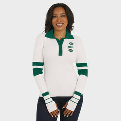 New York Jets WEAR by Erin Andrews Women's Ribbed Henley Polo Sweater White | NFL