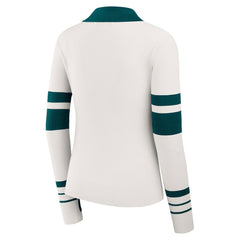 Philadelphia Eagles WEAR by Erin Andrews Women's Ribbed Henley Polo Sweater White | NFL