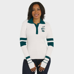 Philadelphia Eagles WEAR by Erin Andrews Women's Ribbed Henley Polo Sweater White | NFL