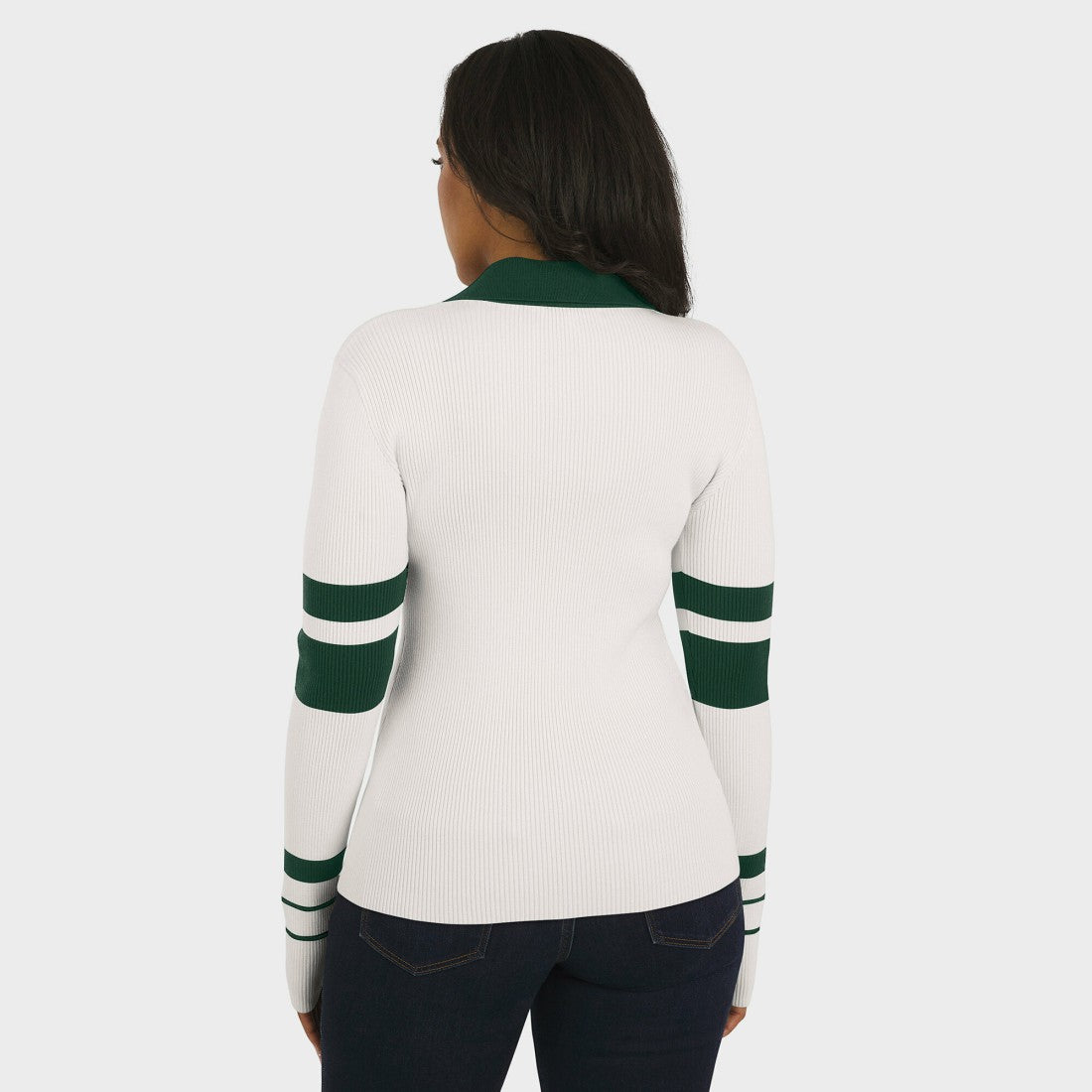 Green Bay Packers WEAR by Erin Andrews Women's Ribbed Henley Polo Sweater White | NFL