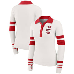 San Francisco 49ers WEAR by Erin Andrews Women's Ribbed Henley Polo Sweater White | NFL
