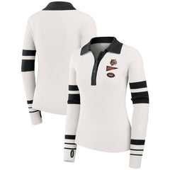 Cincinnati Bengals WEAR by Erin Andrews Women's Ribbed Henley Polo Sweater White | NFL