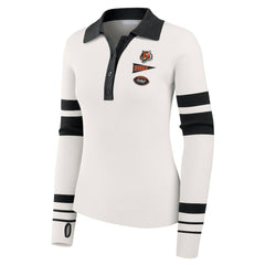 Cincinnati Bengals WEAR by Erin Andrews Women's Ribbed Henley Polo Sweater White | NFL