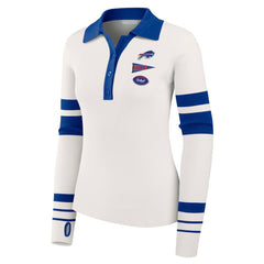 Buffalo Bills WEAR by Erin Andrews Women's Ribbed Henley Polo Sweater White | NFL