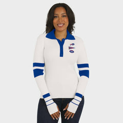 Buffalo Bills WEAR by Erin Andrews Women's Ribbed Henley Polo Sweater White | NFL