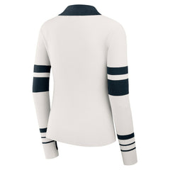 Chicago Bears WEAR by Erin Andrews Women's Ribbed Henley Polo Sweater White | NFL