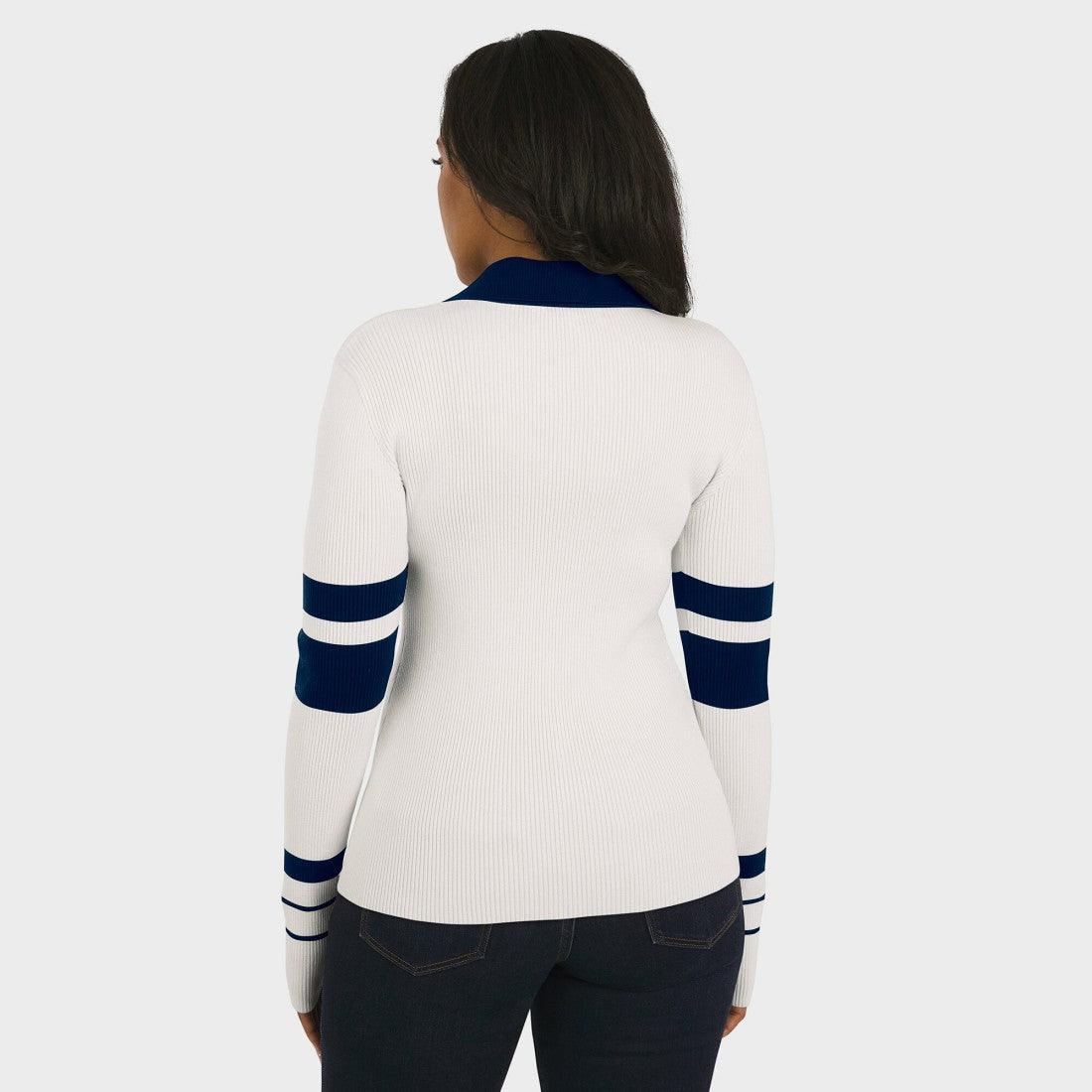 Denver Broncos WEAR by Erin Andrews Women's Ribbed Henley Polo Sweater White | NFL