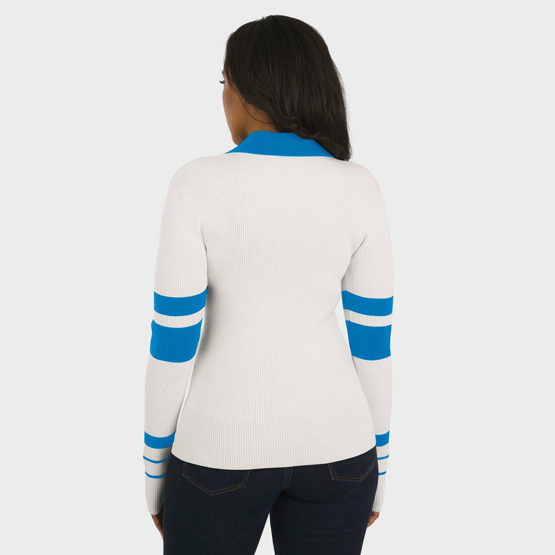 Detroit Lions WEAR by Erin Andrews Women's Ribbed Henley Polo Sweater White | NFL