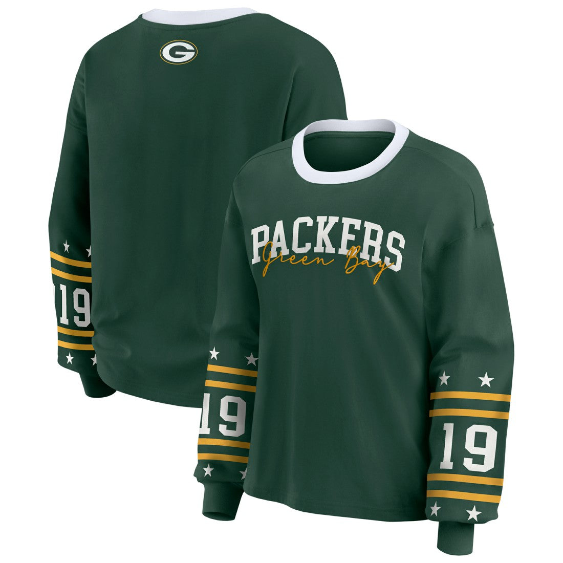 Green Bay Packers WEAR by Erin Andrews Women's Plus Size Sport Long-Sleeve T-Shirt Green | NFL