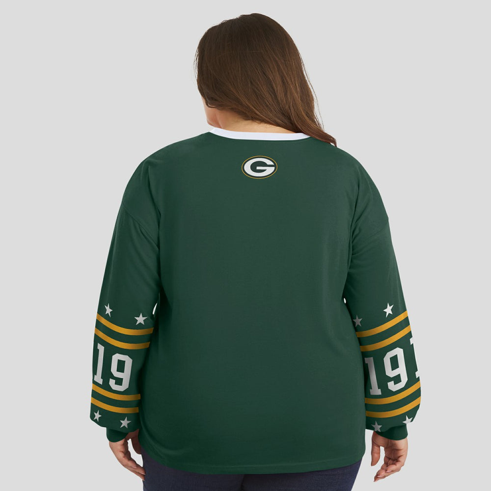 Green Bay Packers WEAR by Erin Andrews Women's Plus Size Sport Long-Sleeve T-Shirt Green | NFL