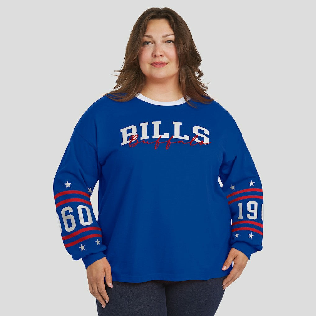 Buffalo Bills WEAR by Erin Andrews Women's Plus Size Sport Long-Sleeve T-Shirt Royal | NFL