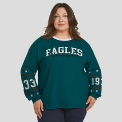 Philadelphia Eagles WEAR by Erin Andrews Women's Plus Size Sport Long-Sleeve T-Shirt Midnight Green | NFL