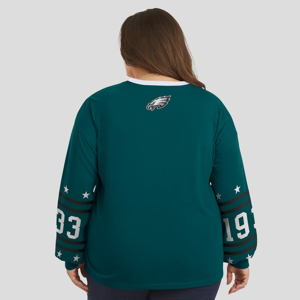 Philadelphia Eagles WEAR by Erin Andrews Women's Plus Size Sport Long-Sleeve T-Shirt Midnight Green | NFL