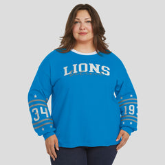 Detroit Lions WEAR by Erin Andrews Women's Plus Size Sport Long-Sleeve T-Shirt Blue | NFL