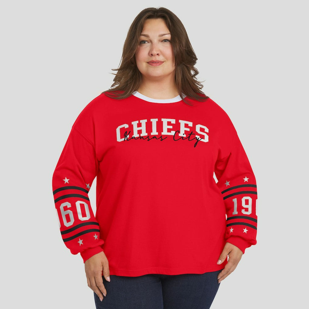 Kansas City Chiefs WEAR by Erin Andrews Women's Plus Size Sport Long-Sleeve T-Shirt Red | NFL