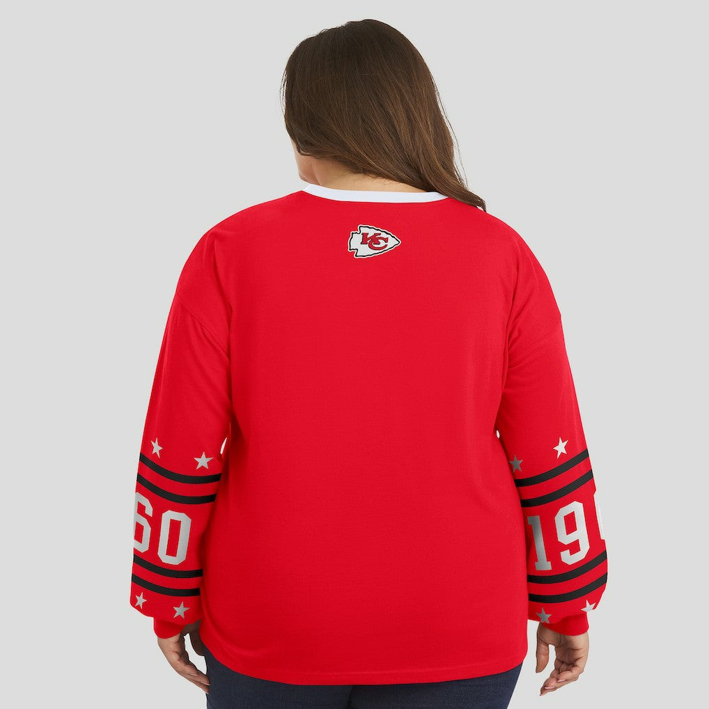 Kansas City Chiefs WEAR by Erin Andrews Women's Plus Size Sport Long-Sleeve T-Shirt Red | NFL