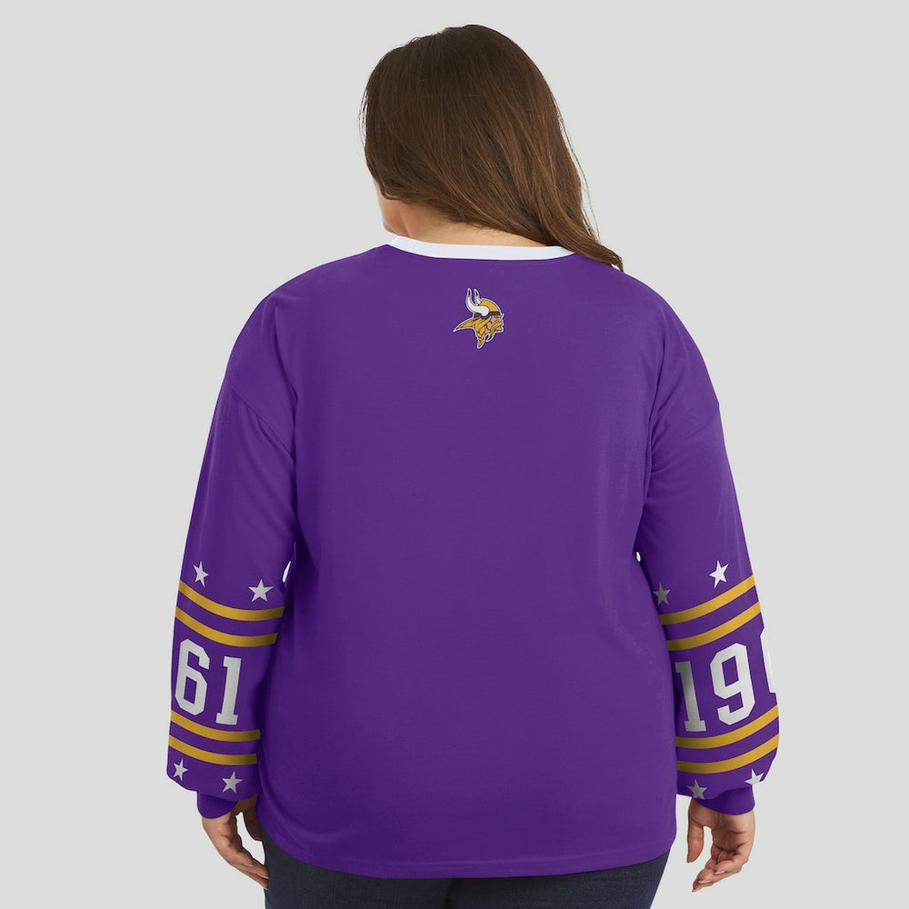 Minnesota Vikings WEAR by Erin Andrews Women's Plus Size Sport Long-Sleeve T-Shirt Purple | NFL