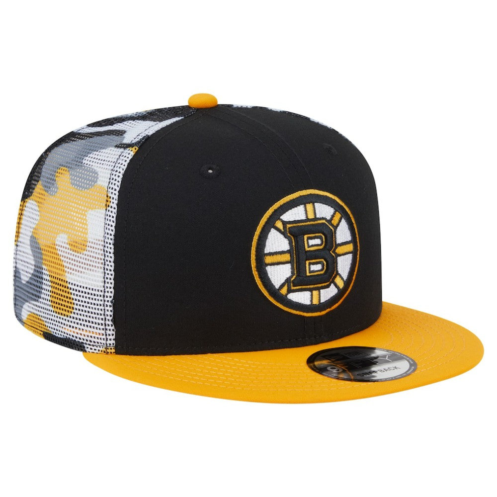 Boston Bruins New Era Camo Meshback 9FIFTY Snapback Hat - Black/Gold - NHL