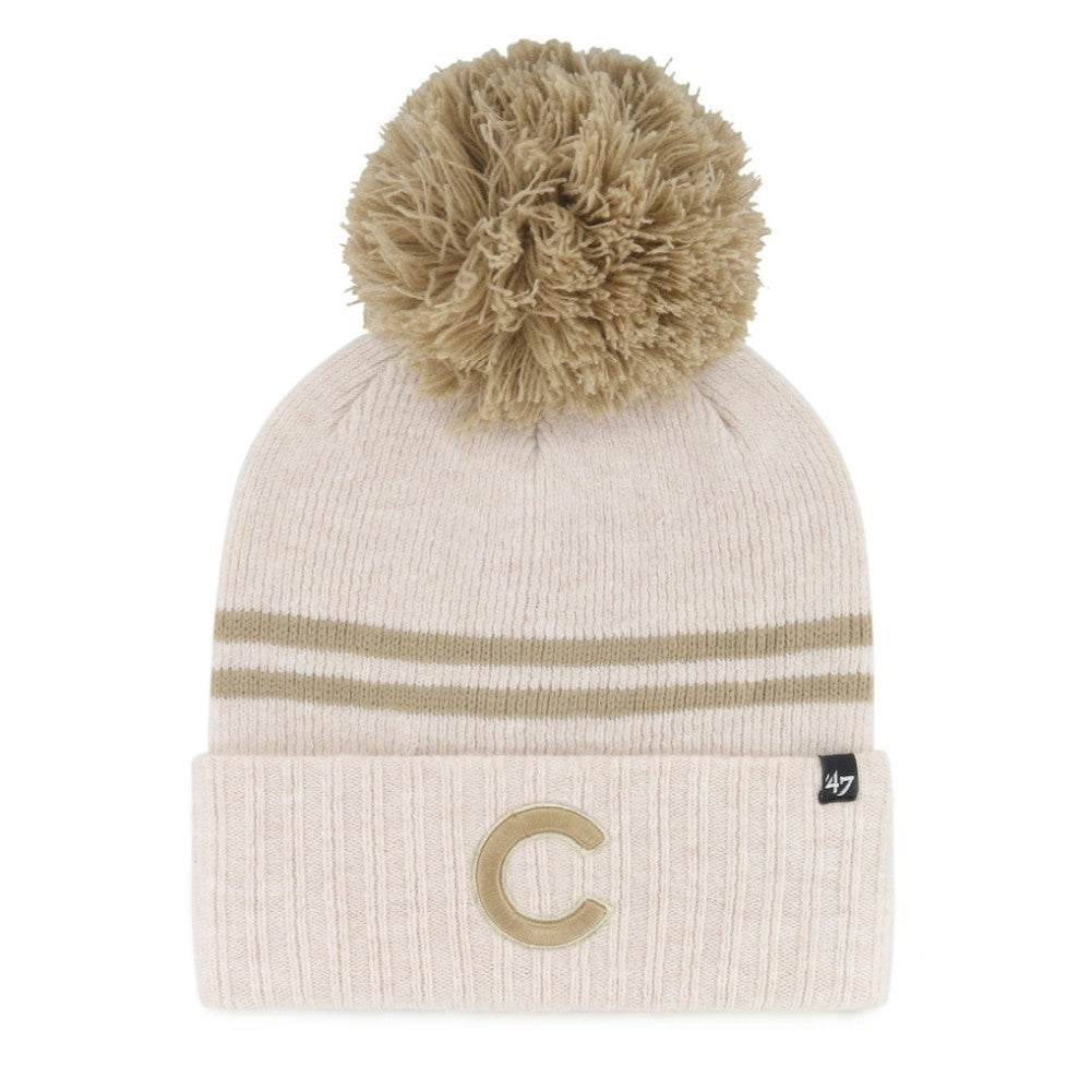 Chicago Cubs '47 Women's Latte Cuffed Knit Hat with Pom - MLB