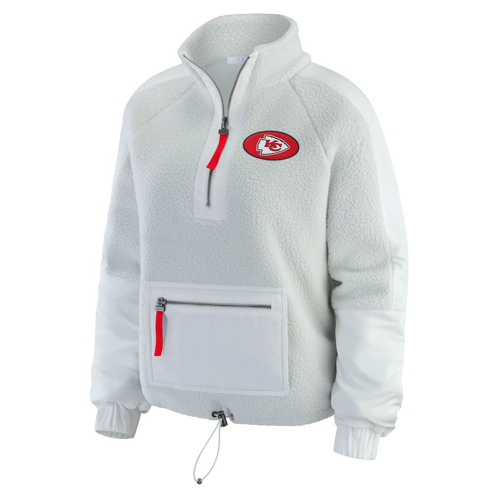 Kansas City Chiefs WEAR by Erin Andrews Women's Polar Fleece Half-Zip Jacket White | NFL