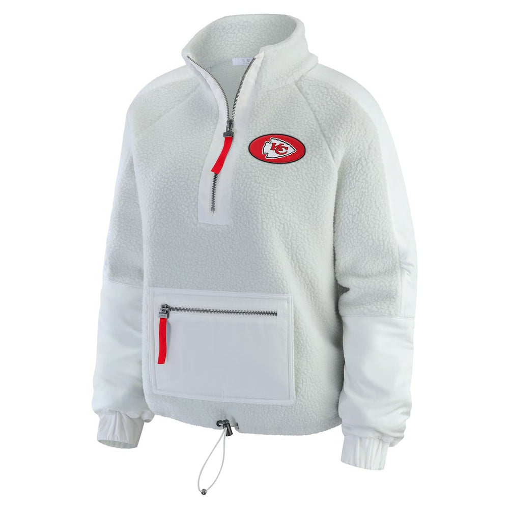 Kansas City Chiefs WEAR by Erin Andrews Women's Polar Fleece Half-Zip Jacket White | NFL