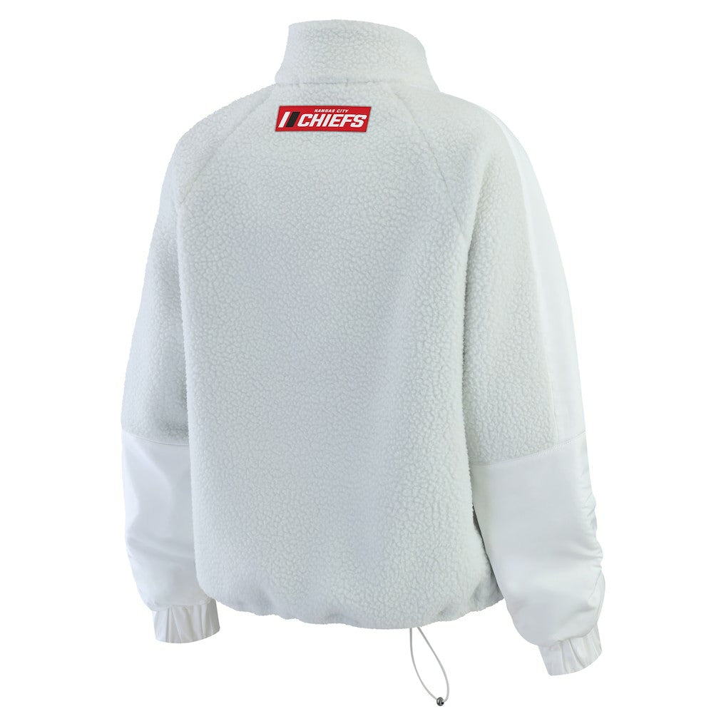 Kansas City Chiefs WEAR by Erin Andrews Women's Polar Fleece Half-Zip Jacket White | NFL