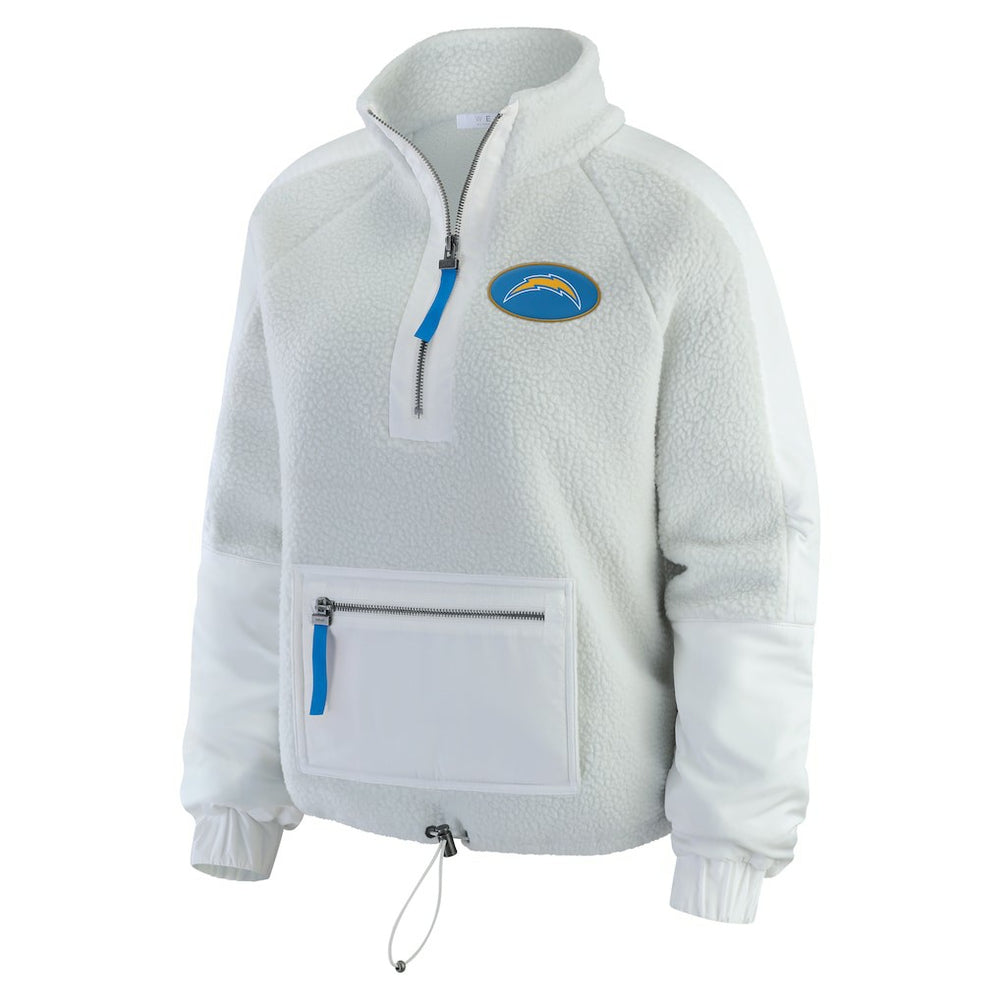 Los Angeles Chargers WEAR by Erin Andrews Women's Polar Fleece Half-Zip Jacket White | NFL