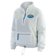 Los Angeles Chargers WEAR by Erin Andrews Women's Polar Fleece Half-Zip Jacket White | NFL
