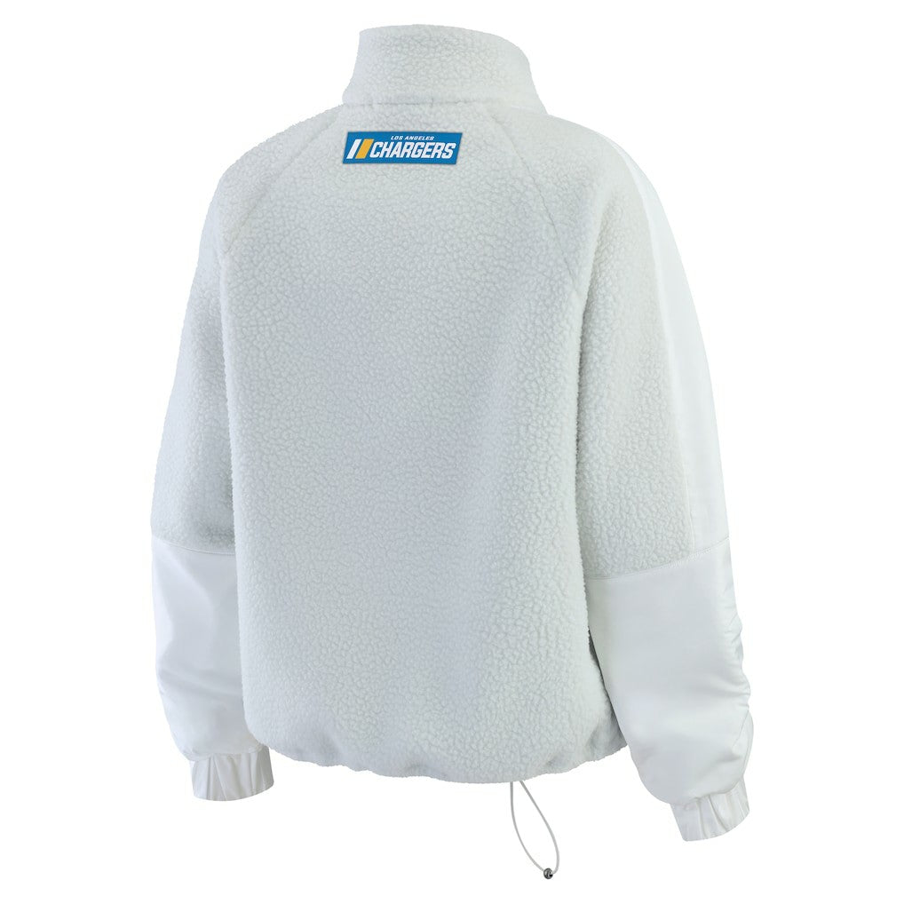 Los Angeles Chargers WEAR by Erin Andrews Women's Polar Fleece Half-Zip Jacket White | NFL