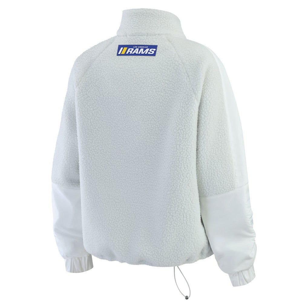 Los Angeles Rams WEAR by Erin Andrews Women's Polar Fleece Half-Zip Jacket White | NFL