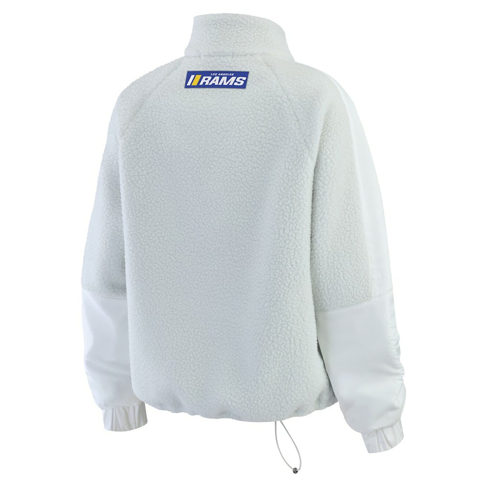Los Angeles Rams WEAR by Erin Andrews Women's Polar Fleece Half-Zip Jacket White | NFL