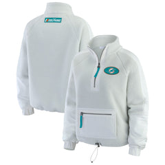 Miami Dolphins WEAR by Erin Andrews Women's Polar Fleece Half-Zip Jacket White | NFL