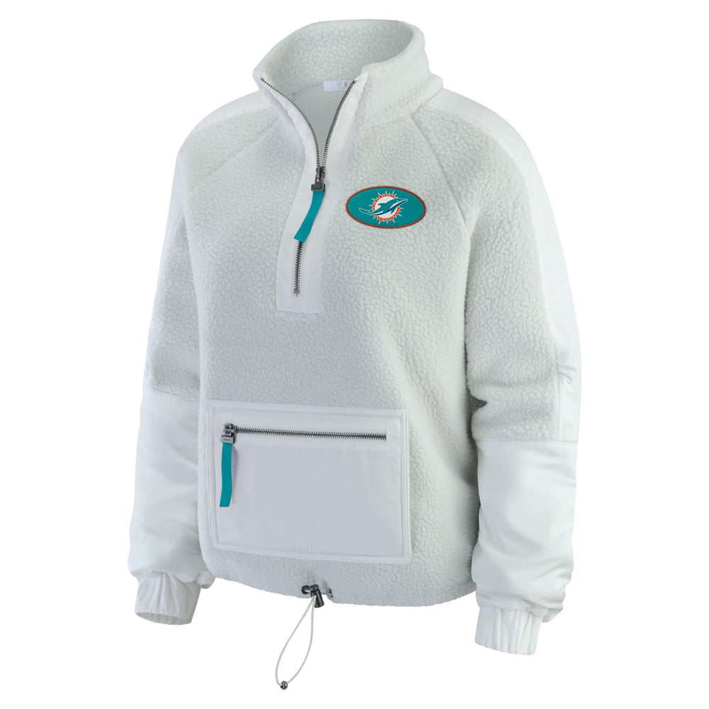 Miami Dolphins WEAR by Erin Andrews Women's Polar Fleece Half-Zip Jacket White | NFL