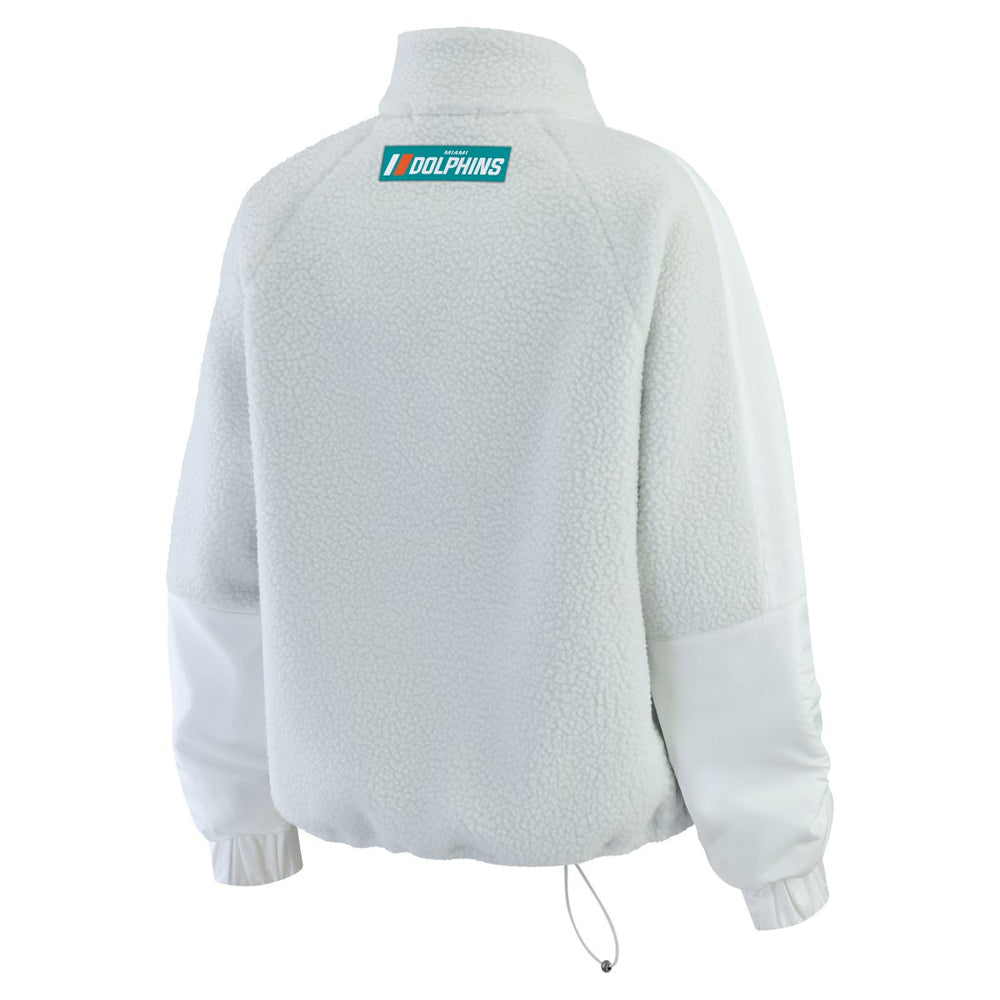 Miami Dolphins WEAR by Erin Andrews Women's Polar Fleece Half-Zip Jacket White | NFL