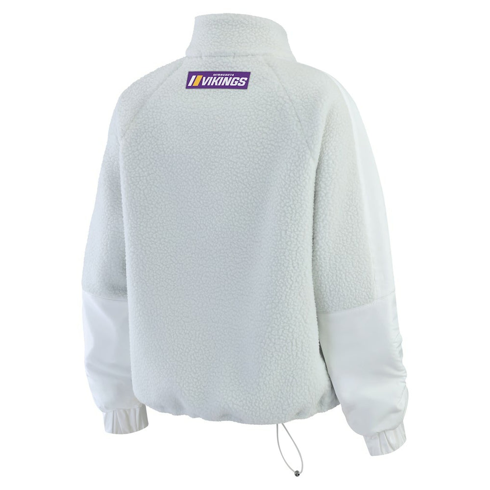 Minnesota Vikings WEAR by Erin Andrews Women's Polar Fleece Half-Zip Jacket White | NFL