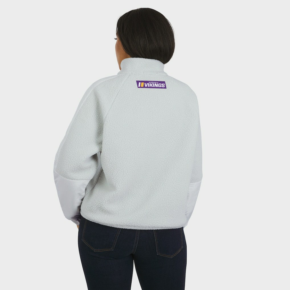 Minnesota Vikings WEAR by Erin Andrews Women's Polar Fleece Half-Zip Jacket White | NFL