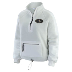 New Orleans Saints WEAR by Erin Andrews Women's Polar Fleece Half-Zip Jacket White | NFL