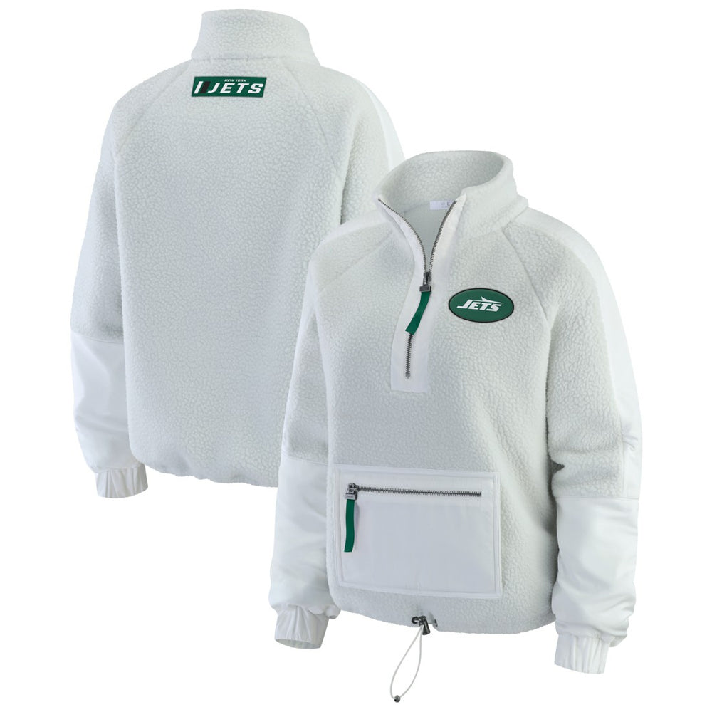 New York Jets WEAR by Erin Andrews Women's Polar Fleece Half-Zip Jacket White | NFL
