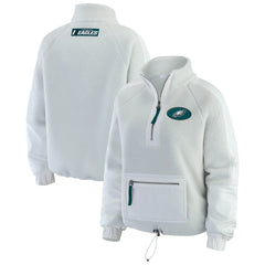Philadelphia Eagles WEAR by Erin Andrews Women's Polar Fleece Half-Zip Jacket White | NFL