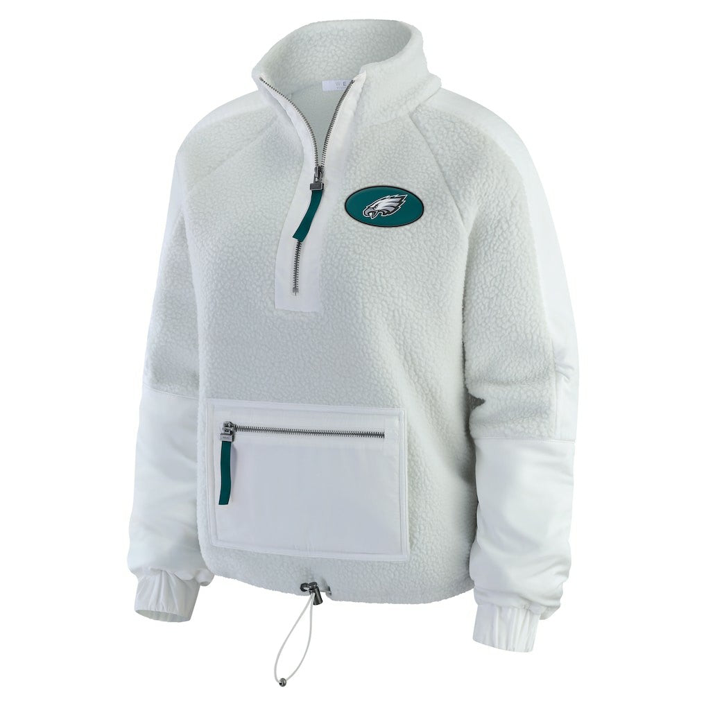 Philadelphia Eagles WEAR by Erin Andrews Women's Polar Fleece Half-Zip Jacket White | NFL