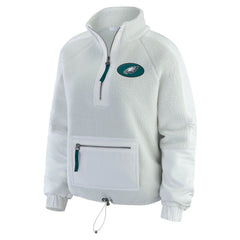 Philadelphia Eagles WEAR by Erin Andrews Women's Polar Fleece Half-Zip Jacket White | NFL