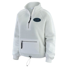 Carolina Panthers WEAR by Erin Andrews Women's Polar Fleece Half-Zip Jacket White | NFL