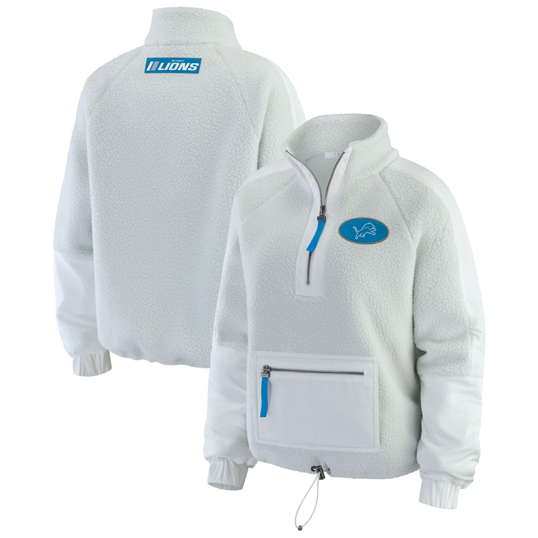Detroit Lions WEAR by Erin Andrews Women's Polar Fleece Half-Zip Jacket White | NFL