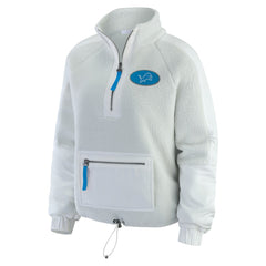 Detroit Lions WEAR by Erin Andrews Women's Polar Fleece Half-Zip Jacket White | NFL