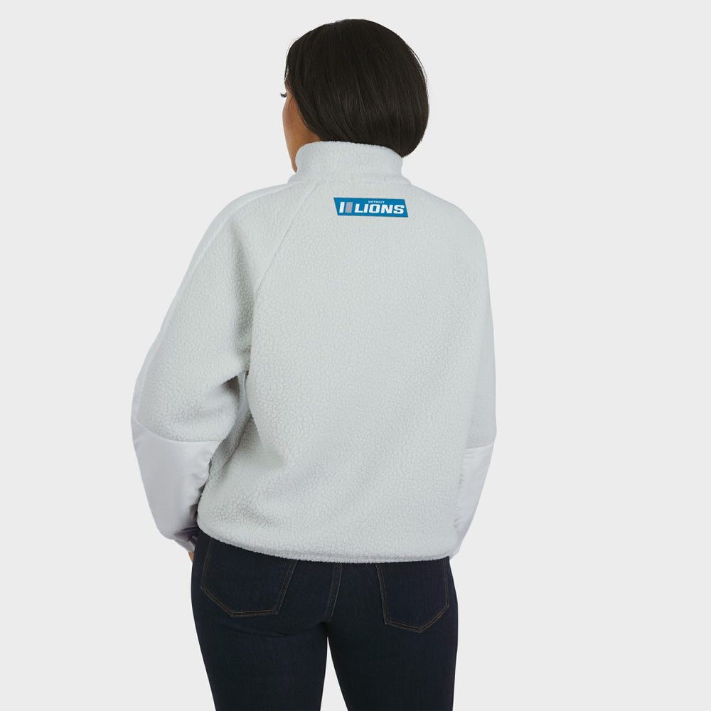 Detroit Lions WEAR by Erin Andrews Women's Polar Fleece Half-Zip Jacket White | NFL