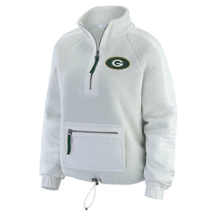 Green Bay Packers WEAR by Erin Andrews Women's Polar Fleece Half-Zip Jacket White | NFL