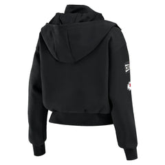 Kansas City Chiefs WEAR by Erin Andrews Women's Tri-Blend Patch Pocket Cropped Full-Zip Bomber Hoodie Jacket Black | NFL