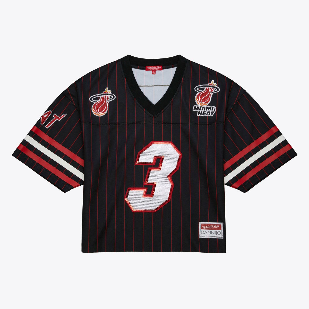 Dwyane Wade Miami Heat x DANNIJO Women's Cropped Football Fashion Jersey Black - NBA