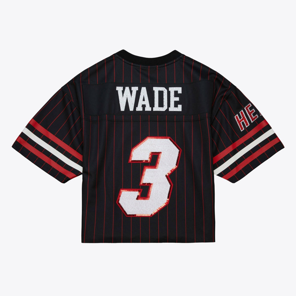 Dwyane Wade Miami Heat x DANNIJO Women's Cropped Football Fashion Jersey Black - NBA