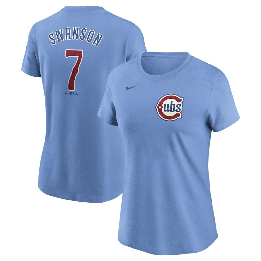 Dansby Swanson Chicago Cubs Nike Women's Cooperstown Collection Fuse Name & Number T-Shirt - MLB